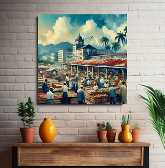 Bustling Tropical Market